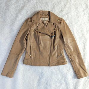 Michael Kors Tan Moto Leather Jacket XS